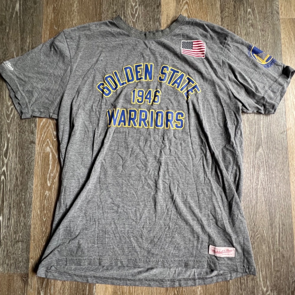 Mitchell & Ness T-Shirt Mens XXL Gray Golden State Warriors 1946 Graphic Tee